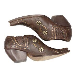 BCBGirls Western Ankle Boots Women 6.5 Brown Cowgirl Square Dance Rodeo Bohemian